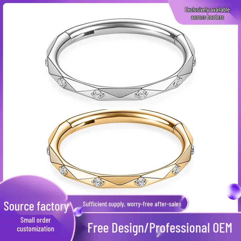 

Universal Stainless Steel Nose Ring & Diamond-Studded Circle Earrings Jewelry 1.2x8mm