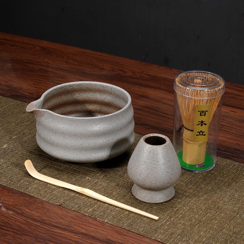 Hrubá keramická miska na matcha s hubičkou, Štětec na matcha nástroje, Japonská čajová miska, Šálek na matcha, Míchátko, Sada metliček na čaj