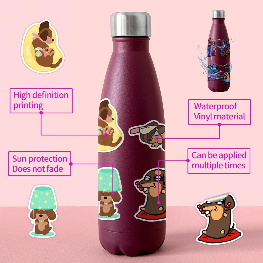 50PCS Cute Dachshund Stickers: Waterproof, Decorative Graffiti for Water Bottles & Computers