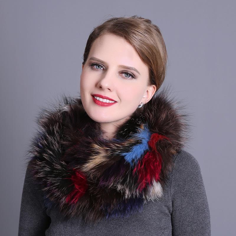 Зимний универсальный теплый меховой шарф под лису