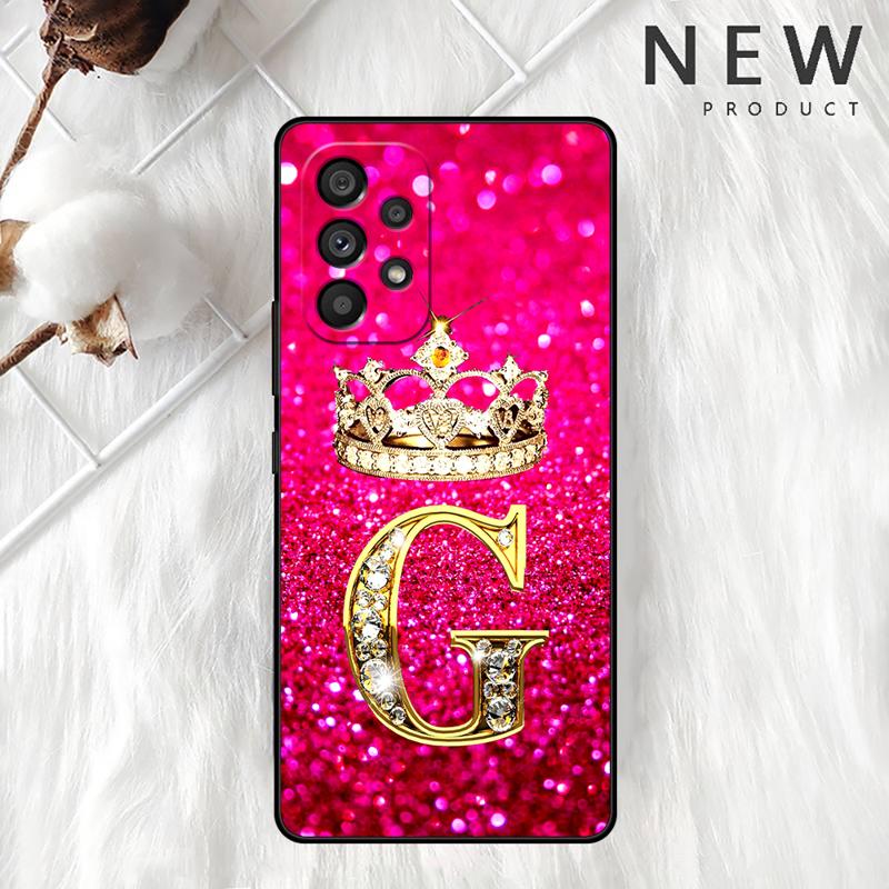 Pink Diamonds Letter Case For Samsung Galaxy A54 A52 A14 5G A53 A12 A13 A71 A23 A34 A33 A21s Phone Cover
