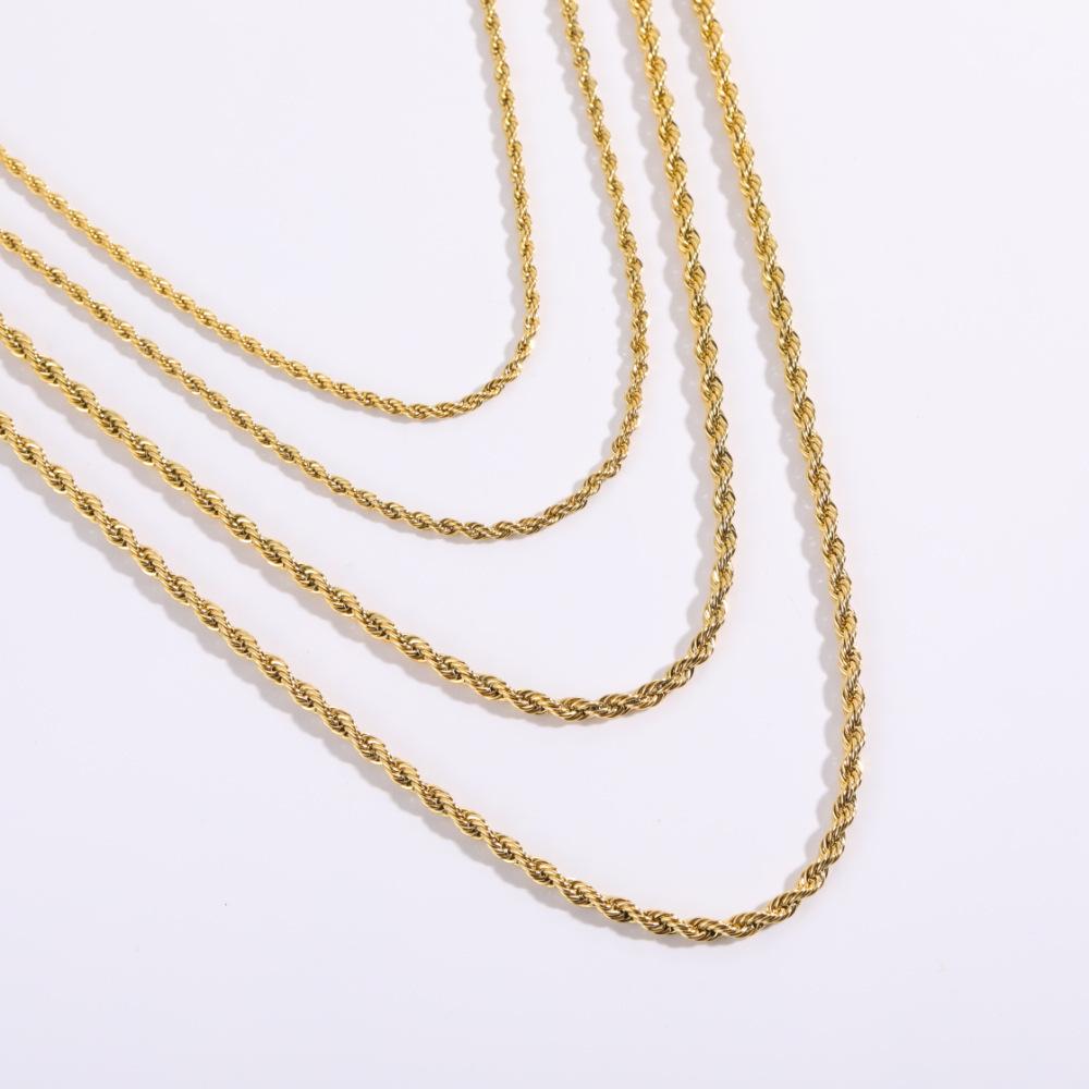 Stainless Steel Plain Bare Chain Basic Chain Necklace Twist Chain Furnace Vacuum Plating 18K Gold Necklace