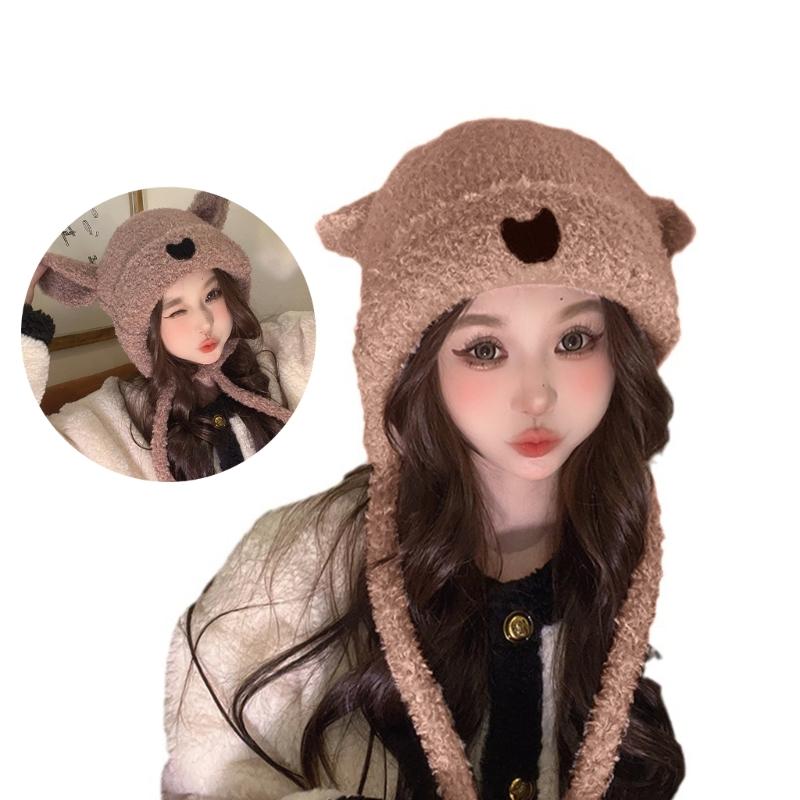 Mädchen Bärenmütze Y2K Fellohren Mütze Felliger Bär Geschenke Warme Wintermütze Erwachsene Kinder Fellohren Winter Foto-Requisiten