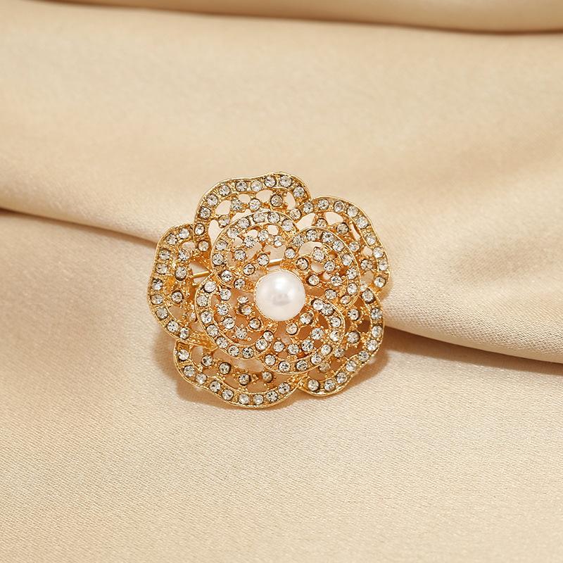 Pearl Flower High-end Rhinestone Brooch Brooch Brooch Pin Sweater Jacket Suit Clothes Accessories