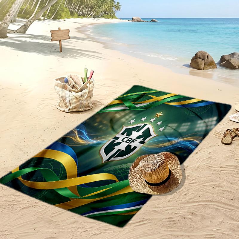 Asciugamano da Spiaggia con Stampa Calcio Brasiliano Asciugatura Rapida Super Assorbente Morbido Asciugamano da Bagno per Nuoto Spiaggia Viaggio Souvenir Regalo