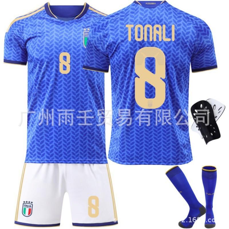 Weltmeisterschaft Italienische Fußballuniform Nr.. 14 Chiesa 18 Barrera Trikot Kinder Set