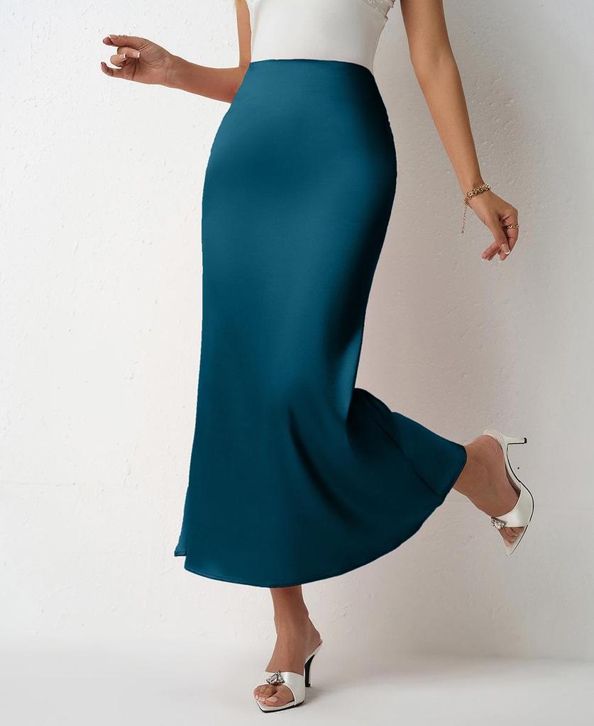 Damen Frühling/Sommer Schmaler Satin-Fischschwanzrock