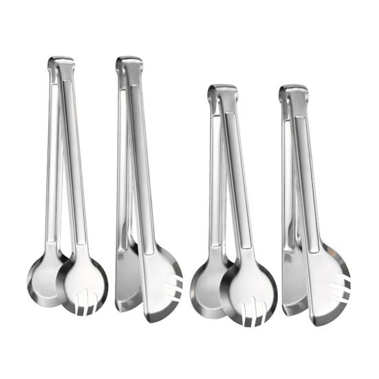 Stainless Steel Serving Tongs U-Shaped Non-Slip Kitchen Tongs Hollow Chuck