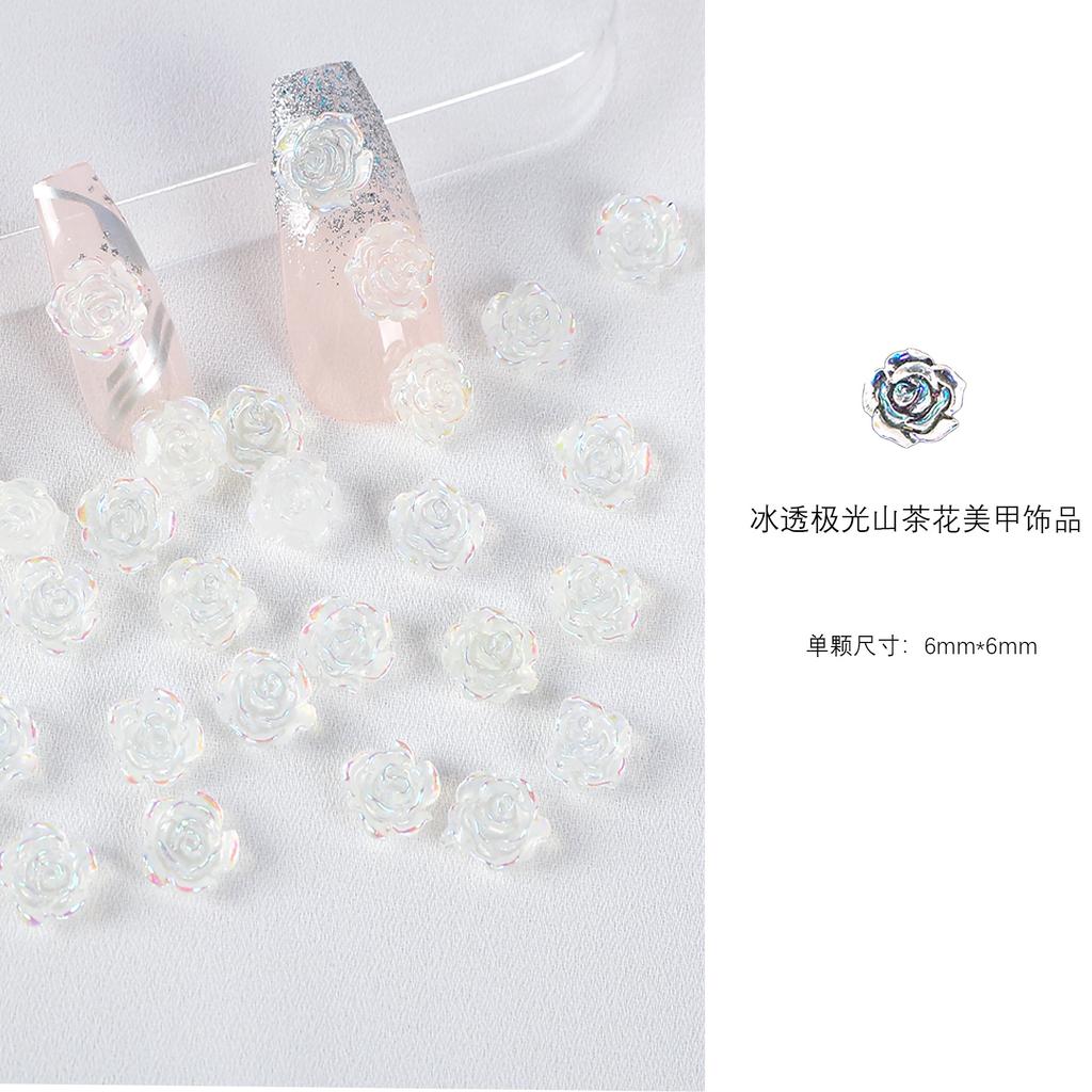 30 Aurora Camellia Nail Art Jewelry Symphony Resin Internet Celebrity Transparent Rose Three-Dimensional Accessories Nails