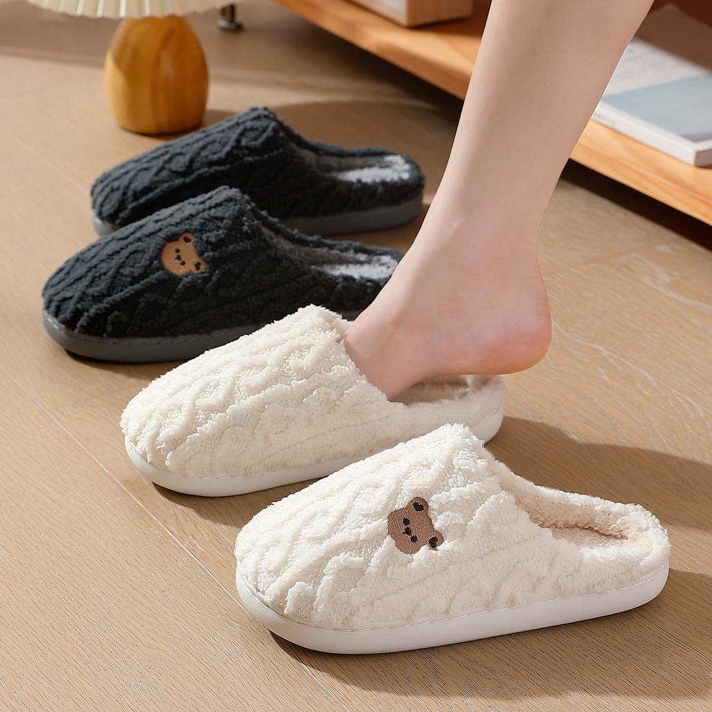 Simple Cotton Slippers Autumn and Winter Indoor Home Home Home Non-slip Couple Winter Warm Slippers