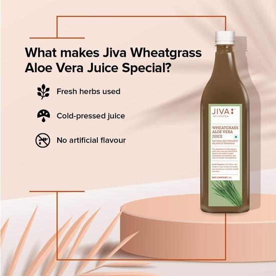Jiva Wheatgrass Aloe Vera Juice | Help To Boost Immunity | Helps In Weight Management - 1Ltr (Pack of 1)