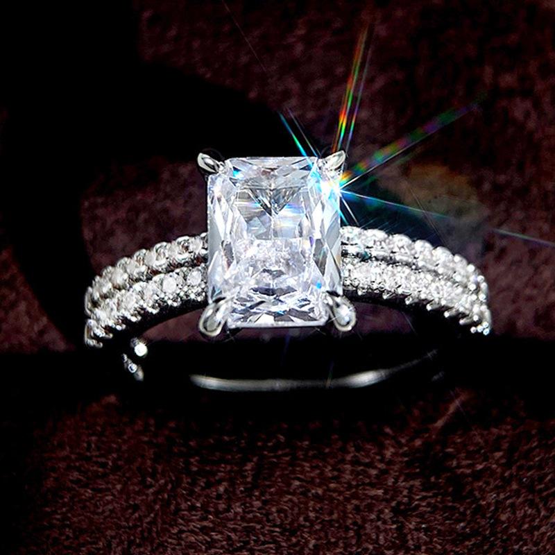 Ny Glitrende Firkantet Geometrisk Design Ringlys Luksus Personlig Mote Stil Forlovelses- og Bryllups Tilbehør