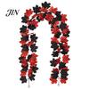 Autumn Retro Wall Art Artificial Maple Leaf Garland, Faux Vine, Black & Red Fall Flexible Rattan Garland Leaves Hanging Vine for Fireplace Front Door