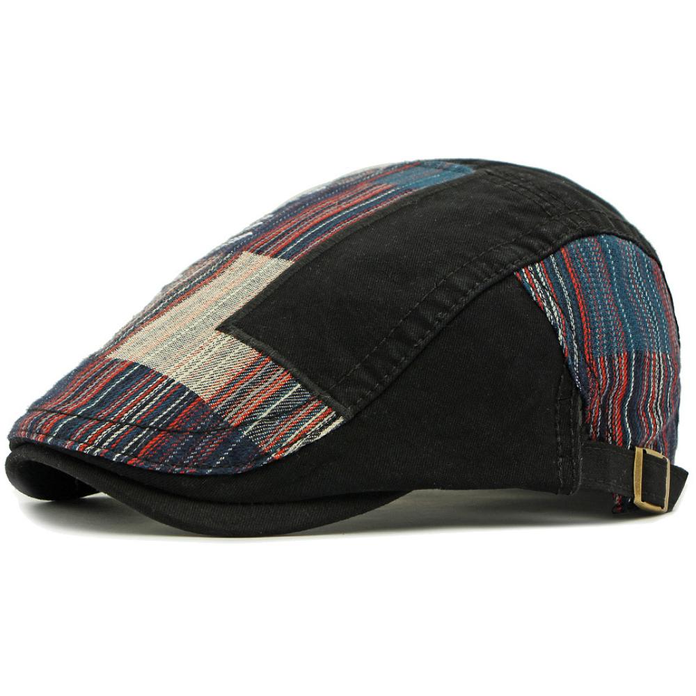 HT4806 Beret Cap Spring Summer Autumn Hats for Men Women Vintage Patchwork Beret Hat Male Female Ivy Flat Cap Adjustable Berets