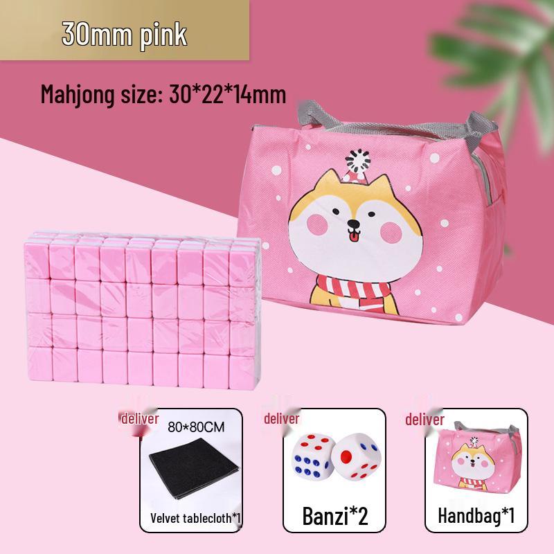 Compact Travel Mahjong Set - 24mm & 30mm Tiles, Solid Carved Sparrow Design, Ideal for Dorms and Table Games