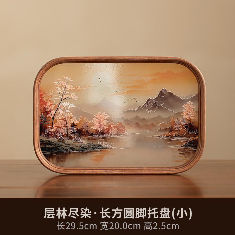 

Креативный стеклянный поднос, поднос для чая, небольшой держатель для горшка, домашний китайский ретро-чайник из бамбука, подушка для сухого пузыря