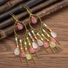 Bohemian Cross-Border Handmade Water Drop Rice Bead Tassel Earrings for Travel Photography