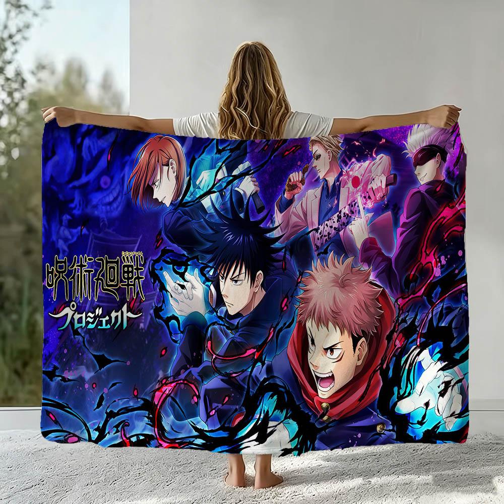 Cartoon Jujutsu Kaisen Anime 3D Flannel Blanket Soft Throw Blanket Art For Home Decor Bedroom Bed Sofa Cover Picnic Fans Gifts