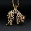 Bijoux HIP hop Couleur Or Argent Animal Léopard Punk Collier bijoux Haute Qualité avec strass Pendentif Cadeau