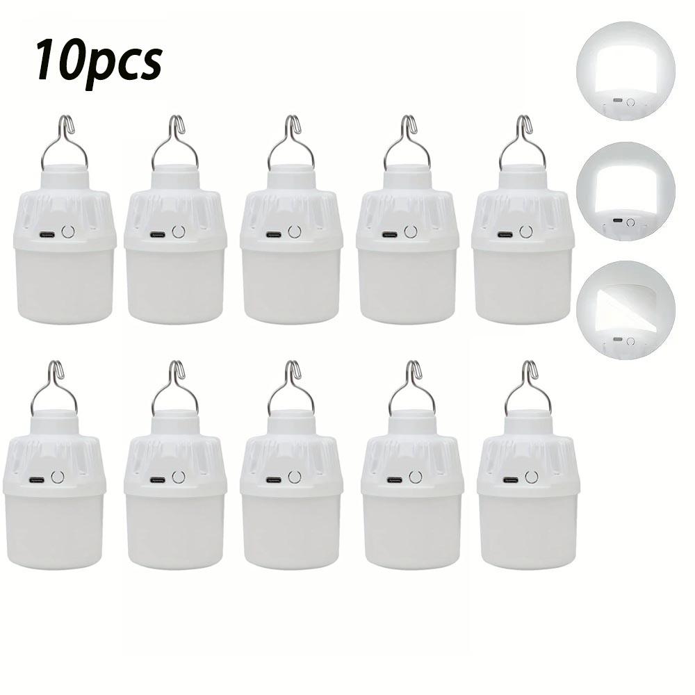 1/2/3/5/10PCS Portable LED Camping Light Bulb Outdoor Electric Lamp USB Charging 3 Lighting Modes White/Orange for Camping