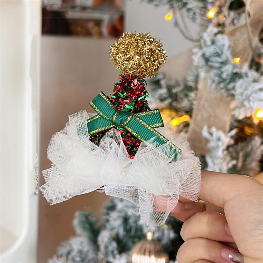 Merry Christmas Hair Clips Glitter Sequin Christmas Hat Barrettes With Snowflake Santa Xmas Hair Accessories For Xmas Holiday Party Favors