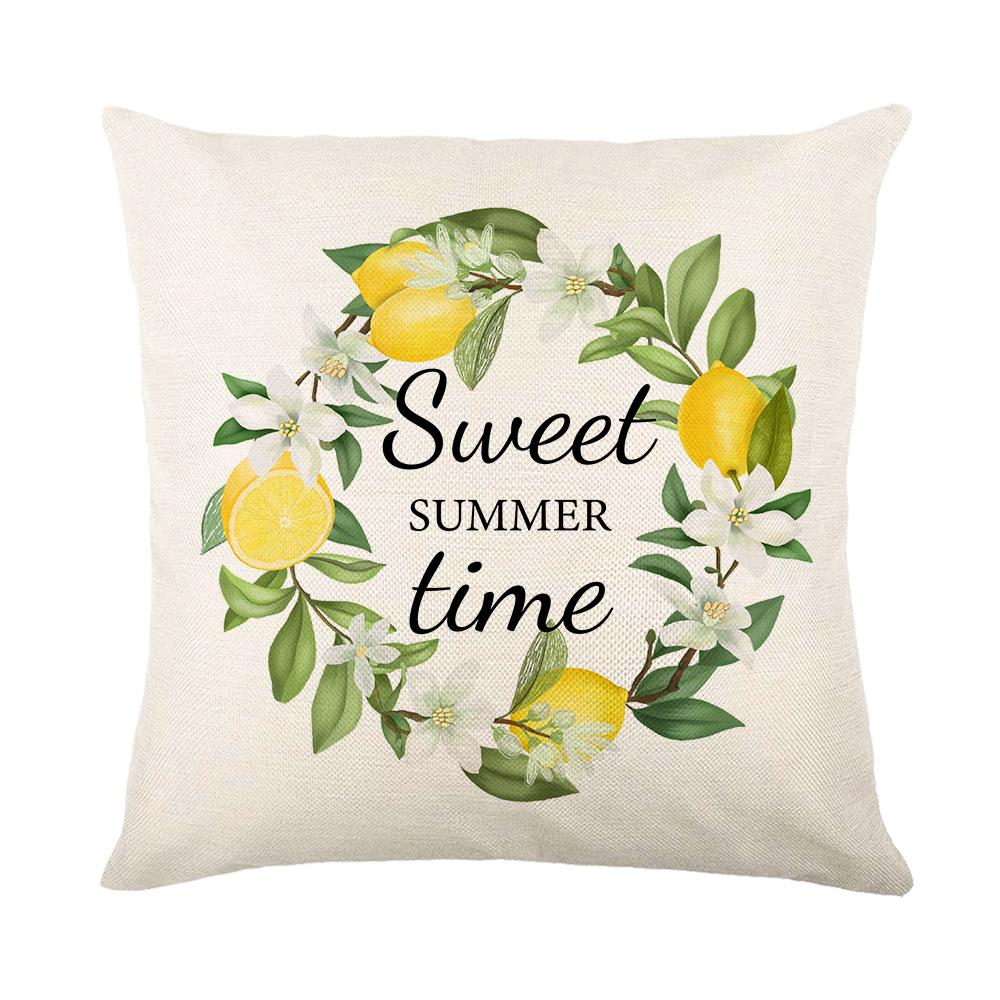 New Spring and Summer Pillow Cases Linen Yellow Lemon Truck Print Home Pillow Cushion Combination