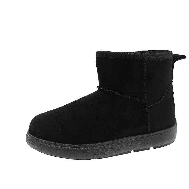 2025 autumn and winter new suede non-slip snow boots, velvet warm feet, short flat-bottomed casual women's cotton shoes