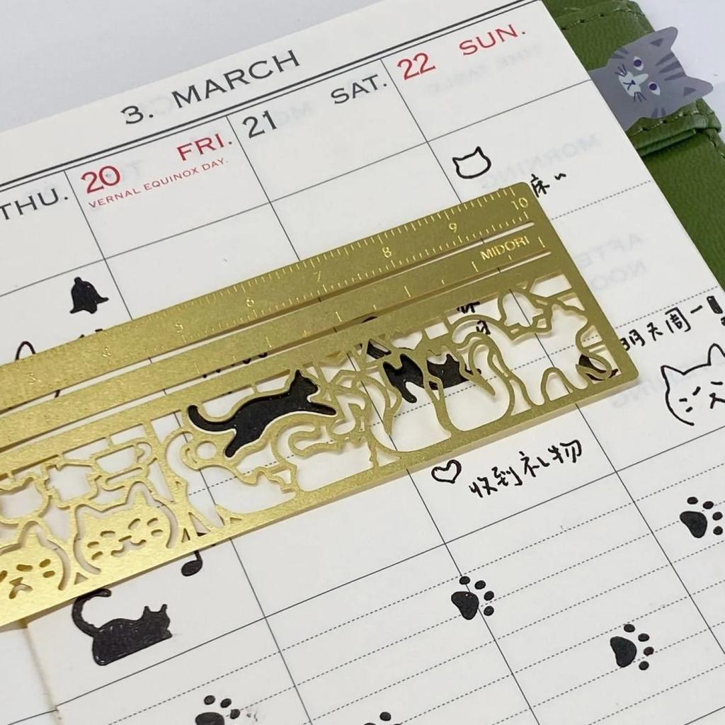 1pc Cute Cat Painting Templates Stencil Metal Hollow Bookmark Ruler DIY Hand Account Diary Painting Drawing Stationery Supplies