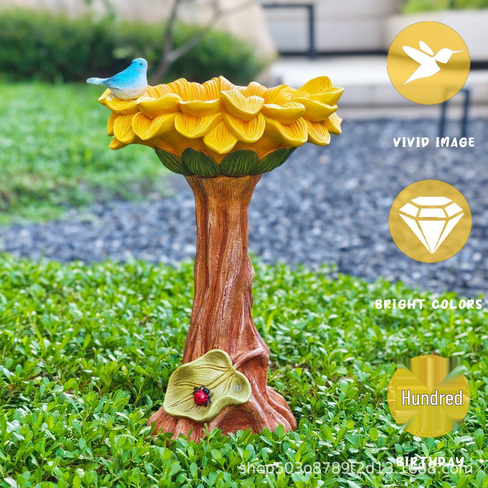 

Yellow Flower Bird Feeder Garden Sculpture - Outdoor Festival Ornament