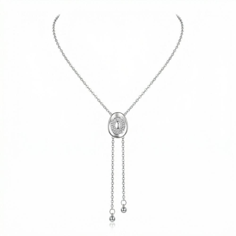 Zinc Alloy Cowboy Hat Necklace Adjustable Gold Lariat Sweater Chain Fringed Pull-out Tassel Drawstring Necklace Daily серебряный