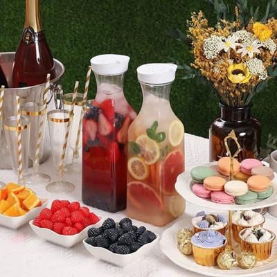 Caraffa Acqua 1.5L Borraccia con Tappo a Flip Trasparente Contenitore Succo Base Rotonda Quadrata Bottiglia Latte per Casa Cucina Bar Ristorante