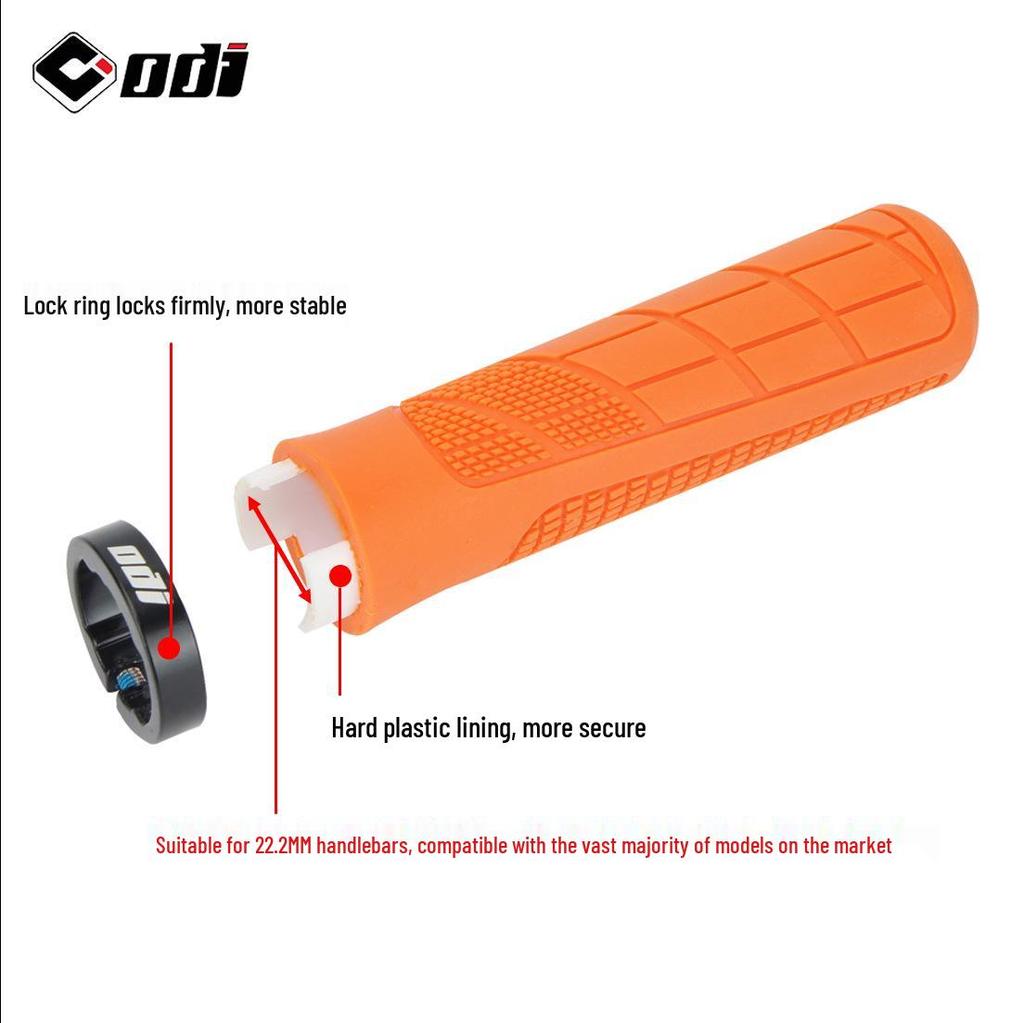 American ODI Anti-Slip Shock-Absorbing Lock-On Rubber Grips for Mountain, Fixed Gear, and Folding Bikes