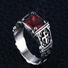 Unique Fashion Vintage Red Onyx Thor Men's Stainless Steel Gothic Style Ring