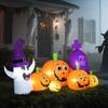 Inflatable Halloween Pumpkin with Ghost Tombstone with LED Lights IP44 and Inflator for Parties 240x130x130 cm Multicolor