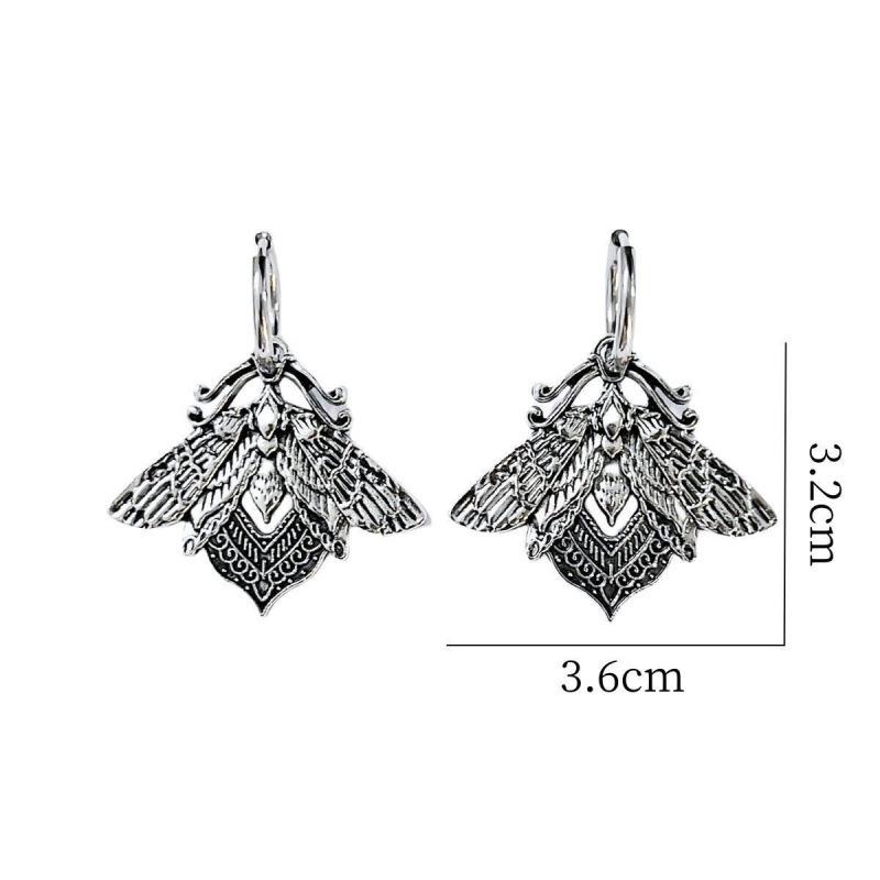 Stainless Steel Gothic Retro Moth Earrings