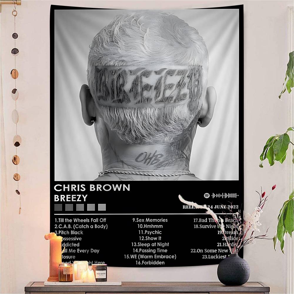 Cchris Bbrown Rapper Diy Wall Tapestry For Living Room Home Dorm Decor Wall Art Decor