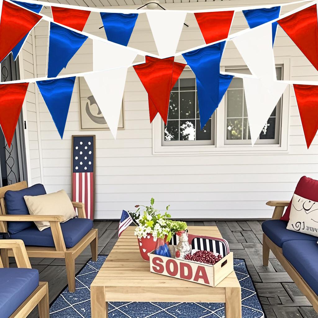 10m Independence Day Triangle Flag Banner - Party Room Decoration