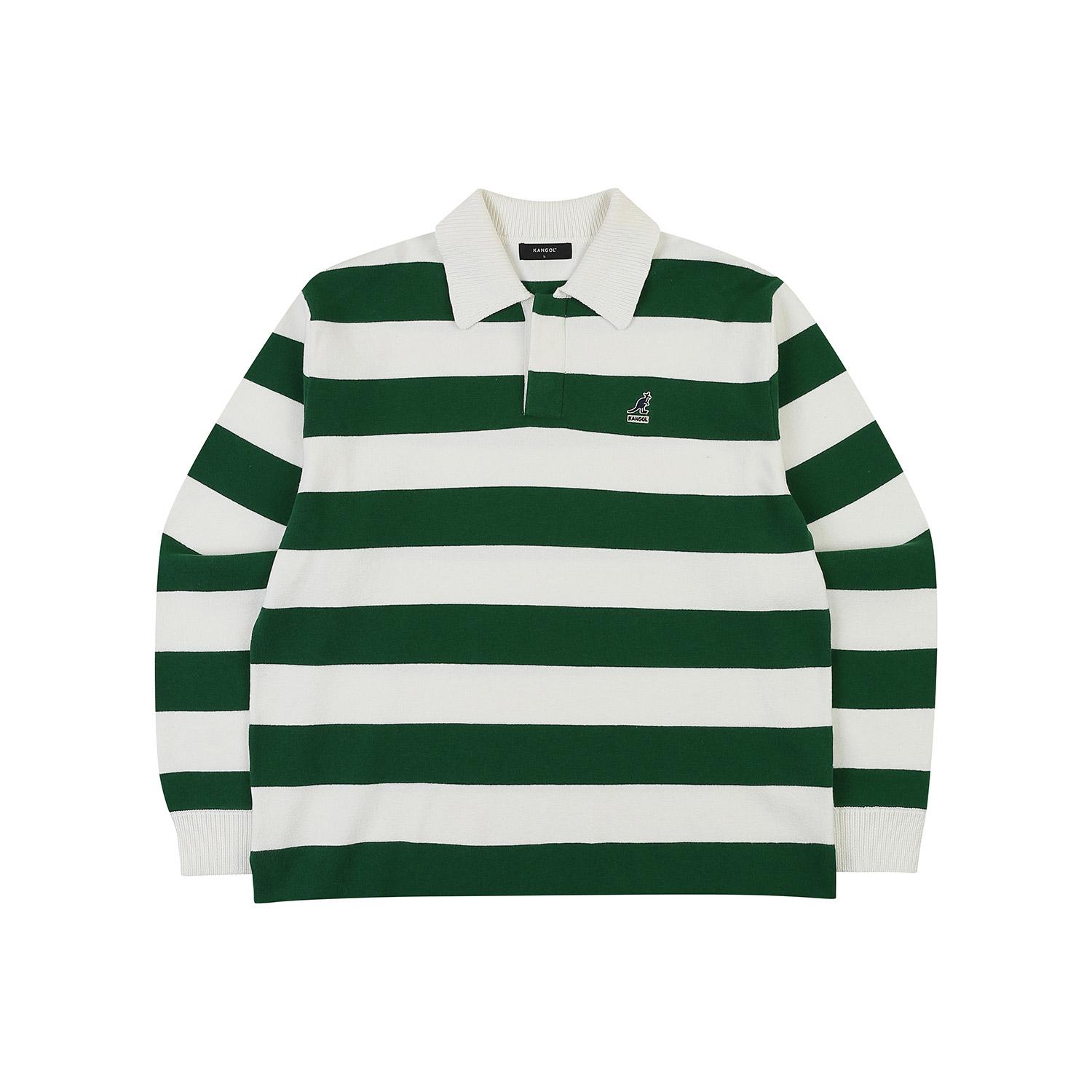 Kangol Striped Open Collar Knit 1881 Green Green/Xl