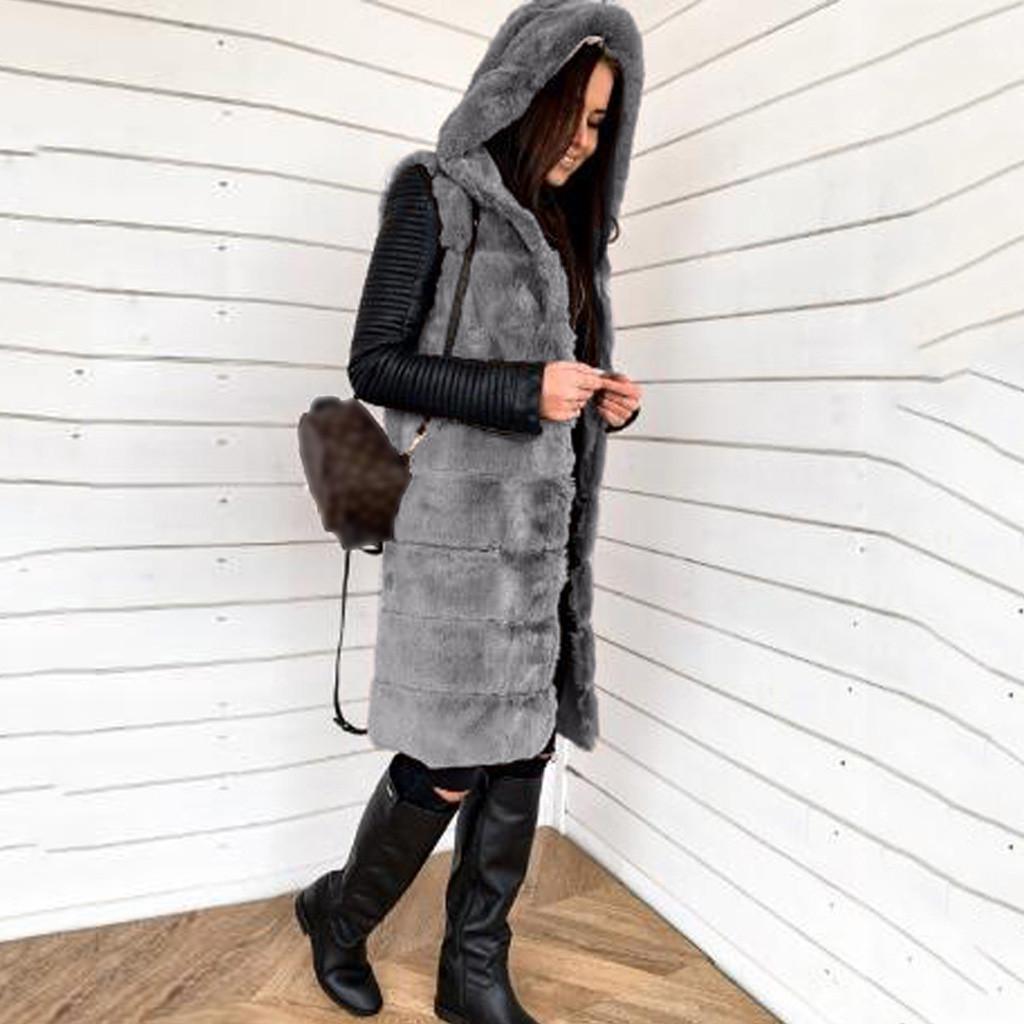 Womens Faux-Fur' Gilet Vest Sleeveless Waistcoat Body Warmer Jacket Coat Outwear