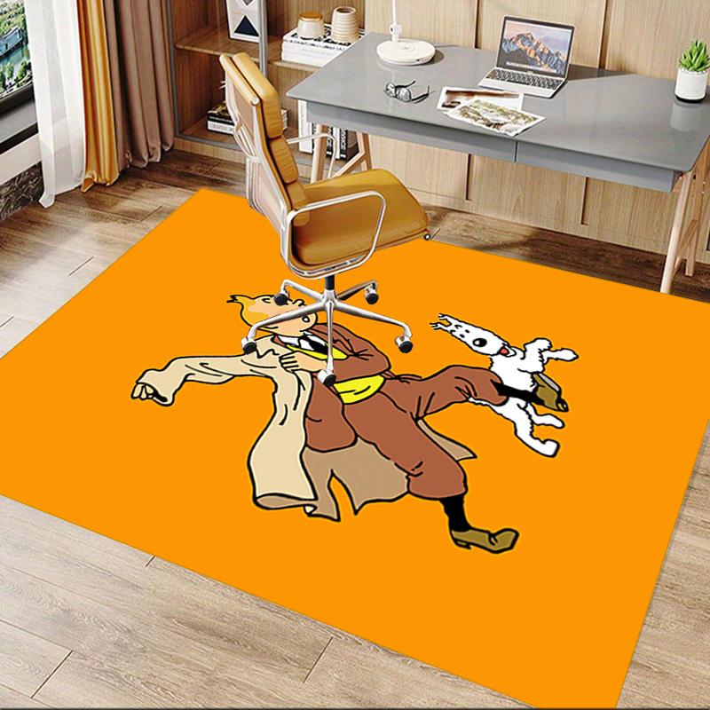 Tintins Dynamischer Abenteuerteppich für Spielzimmer Schlafzimmer Wohnzimmer Sofa Heimdeko Kinder Spielbereich Teppich Rutschfeste Bodenmatte