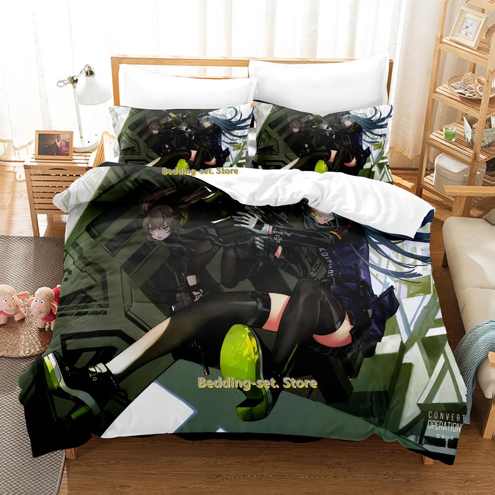 Game Girls Frontline Bedding Set Single Twin Full Queen King Size Bed Set Adult Kid Bedroom Duvetcover Sets Anime Kawaii 2023