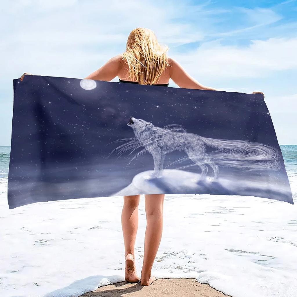 Wolf Beach Towel Groups of Wolves Wild Animal Design Soft Sand Free Bath Towel Quick Dry Sport Spa Yoga Gym Kitchen Hand Towels