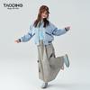 Girls' Autumn Casual Baseball Jacket with Leather Accents