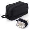 Pencil case large capacity pen with 4 compartments pencil case with multiple slots school office stationery storage device black