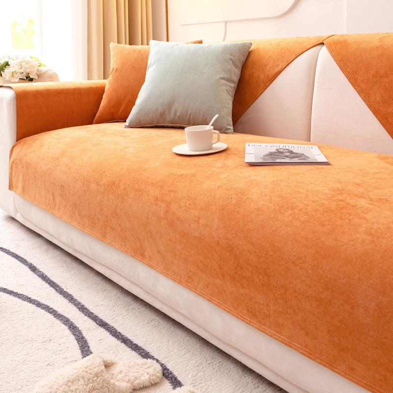 Waterproof Sofa Cushion Anti Cat Scratch Non Sticky Hair Sofa Cover Solid Color Chenille Nonslip Four Seasons Universal Sofa Mat
