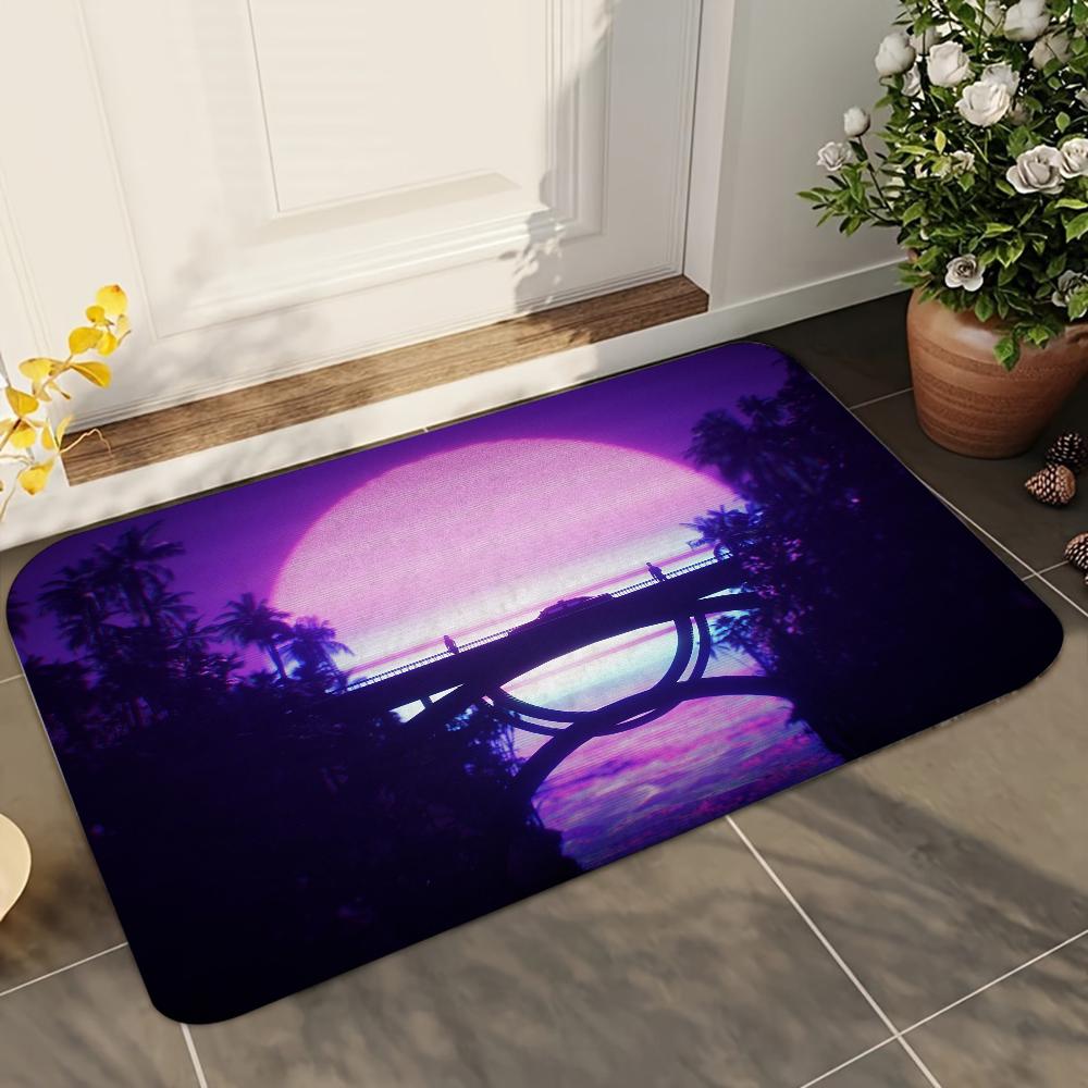 1pc Purple White Wave Gaming Bathroom Absorbent Mats Anti-Slip Mats Home Decor Supplies Carpets Home Kitchen Floor Mats