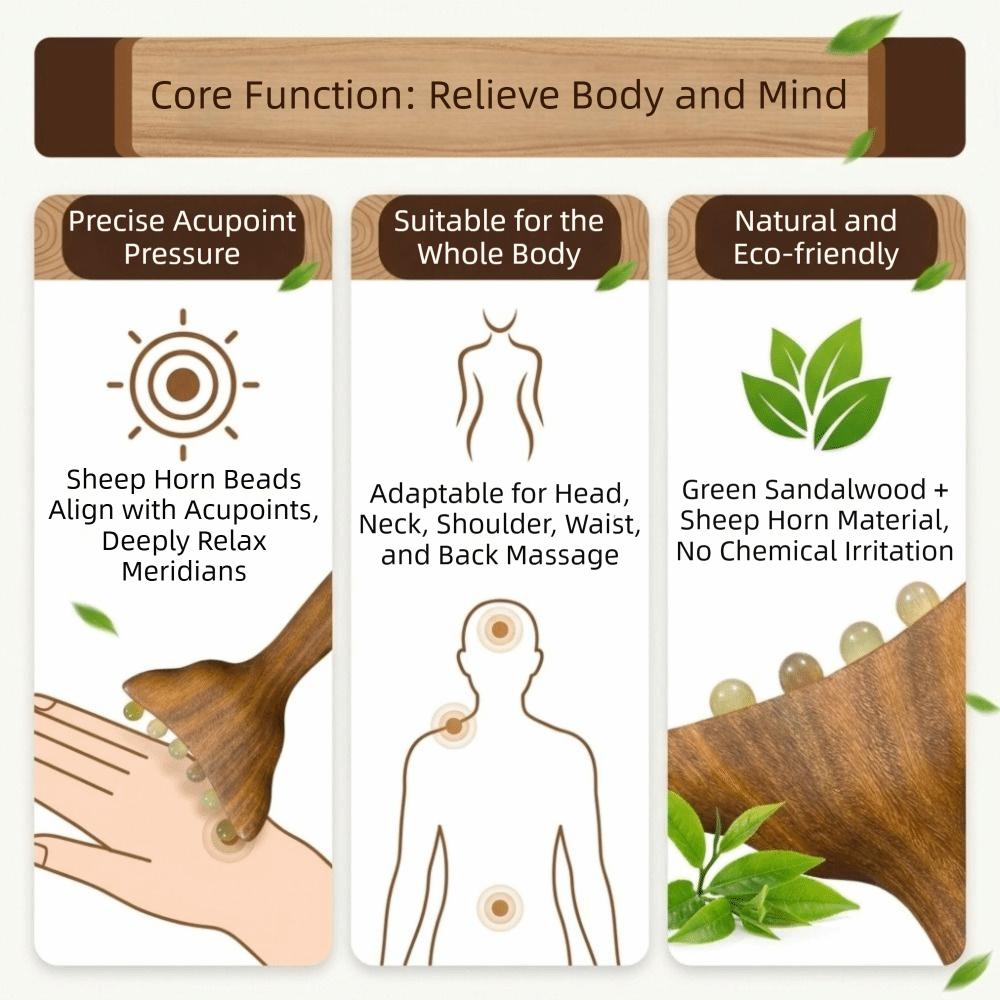 Sandalwood Meridians Massage Comb Copper/Horn Balls Lymphatic Drainage Massager Breast Massage