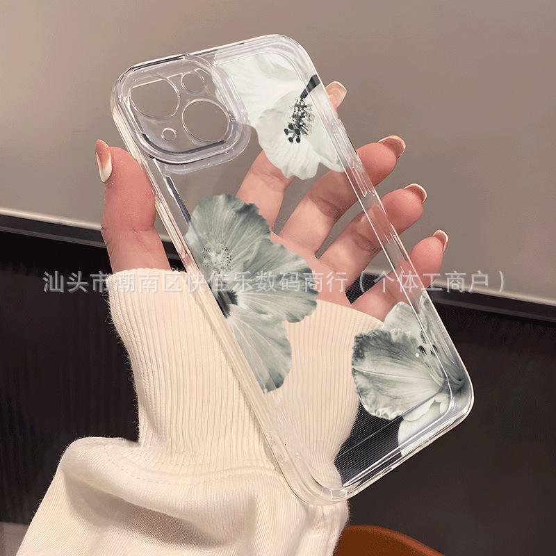 Fresh Little White Flower is suitable for iPhone 15 Pro Max case transparent 17/16 Plus full coverage iPhone 13/14