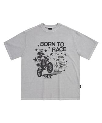 MOO Bike Pigment Short Sleeve T-Shirt - Gray Beige