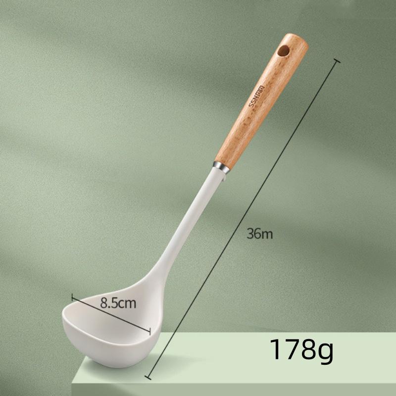 

Деревянная ручка Силикагелевая лопатка Высокотемпературная кастрюля Ложка для домашней кухни Лопатка для жарки Силикагелевая кухонная утварь Elegant Spoon